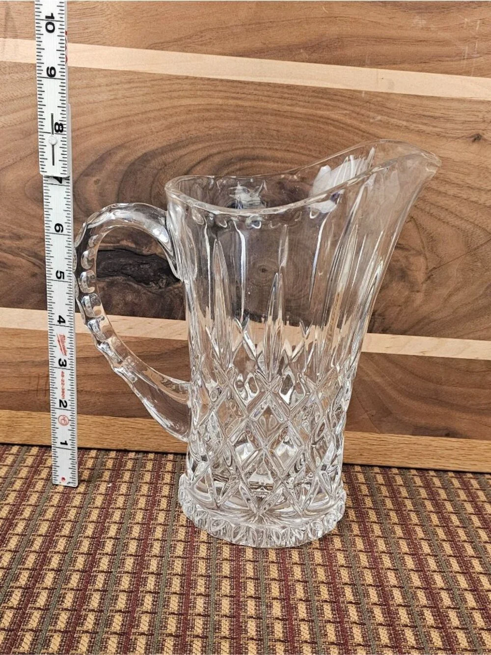 Crystal Pitcher With Diamond Cut Design By Gorham - 8